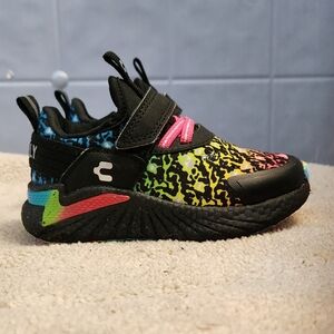 Charly Black & Color Print Velcro Girls Sneaker Size 9